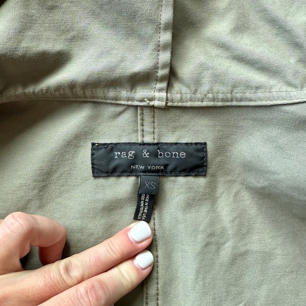 Rag & Bone Women’s Green Shiny Hooded Cropped Jacket | Size XS - Picture 8 of 8